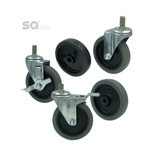 SQ 3 pouces Supply Roulettes De Chariots 100mm 4 pouces gris Tpr Pvc anneau tige pivotant chariot de nourriture roulettes - Product Image 1