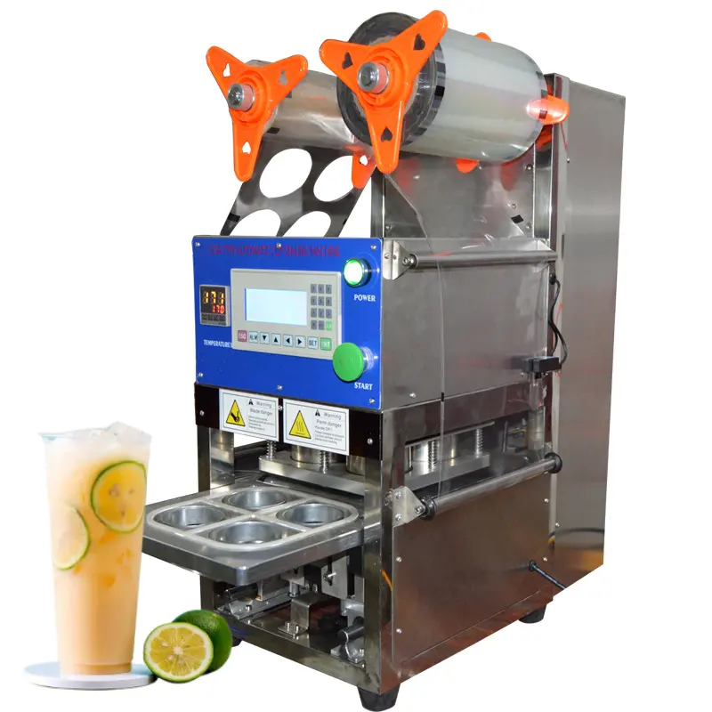 JU China Manual Boba Tea Cup Sealing Machine 4 copo de selagem máquina para geleia leite copo bandeja aferidor