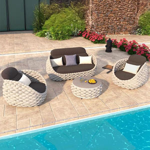 Cadre en aluminium rotin en osier nordique populaire résistant aux intempéries cour terrasse loisirs patio canapé chaise ensemble - Product Image 3