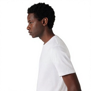 T-shirt à manches courtes pour homme, coupe classique, col rond, 100% coton, couleur unie, vêtement décontracté, écologique et respirant, blanc - Product Image 2