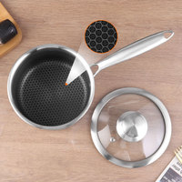 Ensemble de casseroles en acier inoxydable Lecos Factory Direct, revêtement antiadhésif, pot à soupe, pot à lait avec couvercle, revêtement en nid d'abeille, casseroles pour cuisiner des sauces