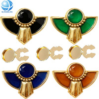 Boutons de chemise en métal personnalisés de style rétro carré doré avec fermoir à clip amovible, bijoux, boutons de chemise en perles pour femmes, boutons de manchette décoratifs