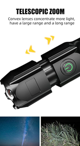 Camping Torch <b>Flashlight</b> High Power <b>Rechargeable</b> Spotlight Zoom Lantern Built-in Battery For Fishing Outdoor Waterproof - Product Image 3