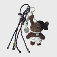 Joyson Brown Porte-clés et breloque de sac en peluche motif léopard, chat et mini lapin, cadeau pour femmes