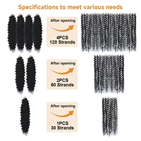 30 mèches de cheveux synthétiques Deep Wave, extensions de cheveux pré-séparées sans nœuds avec micro-nœuds invisibles, pour tresses au crochet