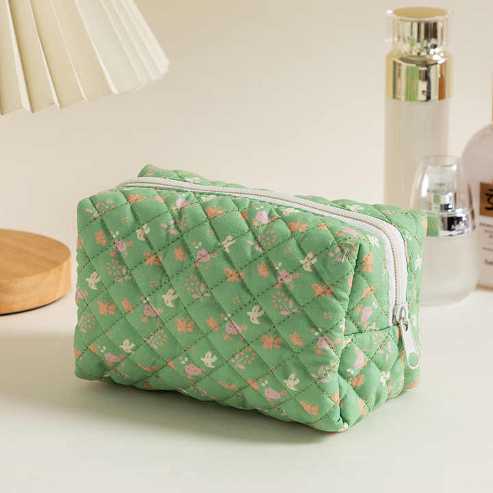 BSCI factory Cotton Makeup Bag Quilted Toiletry Bag for Women and Girls