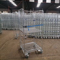 Conteneur à roulettes en acier inoxydable robuste, pliable, mobile, portable, chariot logistique pliable, chariot à roulettes, capacité 350 kg