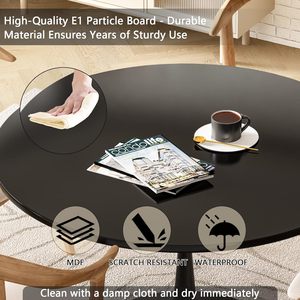 Jixing Wholesale Black Round 42.1" Dining <strong>Table</strong> With MDF Top and Pedestal Base <strong>Tulip</strong> Mid-century Leisure Dining <strong>Table</strong> - Product Image 5
