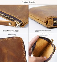 Vente chaude Portefeuille En Cuir Véritable Rétro En Cuir Portefeuille À Fermeture Éclair Portable Court Fermeture Éclair Bifold Portefeuille Pour Homme Femmes