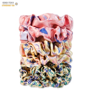 Luxe 6a 100% Moerbei Zijde <span class=keywords><strong>Scrunchies</strong></span> Met Elastische Band Print Zijden Haarbanden - Product Image 1