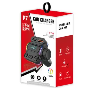 QC3.0 3.4A Fast Charger 7 Colors LED Radio Adapter Music Player PD18W Hands-Free Bluetooth Car Kit Car MP3 Player FM Transmitter