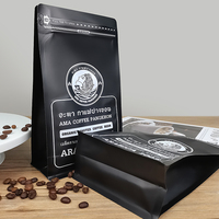 Sachet d'emballage souple personnalisé à fond plat carré à huit soudures, avec soufflet latéral, valve et fermeture éclair, pour café et snacks