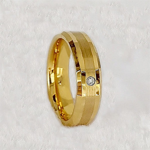Anelli in Carburo di Tungsteno 4MM Pronti per la Spedizione, Fedi Nuziali Placcate in Oro 18K, Gioielli con Superficie <span class=keywords><strong>Piatta</strong></span> a Strisce per Donne e Uomini - Product Image 2