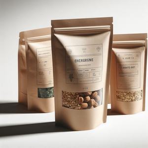 Sachet refermable en papier kraft biodégradable 100 % naturel avec logo personnalisé pour emballage alimentaire (noix) - Product Image 2