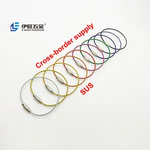 YIWANG Wholesale PVC Cover Color Stainless Steel Wire Rope Key Ring For Key