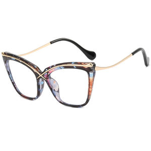 HISTORIA <span class=keywords><strong>2023</strong></span> nueva moda "<span class=keywords><strong>X</strong></span>" Ojo de gato gafas ópticas MARCO DE Metal Anti luz azul bloqueo gafas mujeres Retro gafas de ordenador - Product Image 4