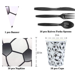 Ensemble de vaisselle jetable sur le thème du football, fournitures pour fête d'anniversaire sur le thème du football - Product Image 2