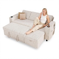 Sofá Cama en Forma de L de 82 Pulgadas con Respaldo Reclinable, Chaise Longue Reversible con Almacenamiento, Sofá de 3 Plazas para Sala de Estar |   Portavasos con Bolsillo Lateral |