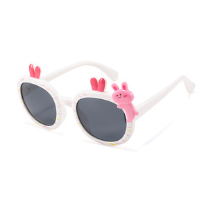 <b>Cute</b> Cartoon Design Light Weight Kids <b>Sunglasses</b> Girls Boys Strap Polarized UV Protection Flexible TPEE Full Rim Oval - Product Image 5