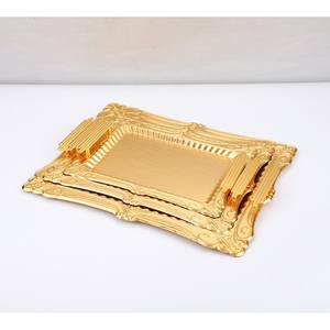 Forme de rectangle de plateau de fer de dentelle arabe en métal résistant non lavable en machine. Nettoyer avec un chiffon humide et sécher. Plateau de service premium - Product Image 3