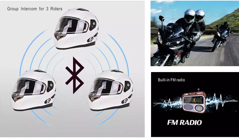 FreedConn BM2-S Bluetooth Motorcycle Helmet with 500M Intercom, FM