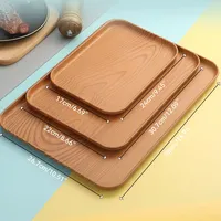 Plateau rectangulaire imitation bois léger pour service de table, plateaux en plastique pour servir des aliments, des apéritifs, pour les fêtes