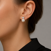 Anting-anting Mutiara dan Zirkon Perak Sterling 925 Model Gantung Emas Putih Emas Rose Hadiah Fashion Wanita