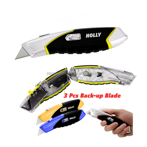 Cuchillo retráctil automático <span class=keywords><strong>con</strong></span> caja de aleación, antideslizante, seguro, <span class=keywords><strong>con</strong></span> mango de goma de zinc, cuchilla de seguridad retráctil automática, cuchilla multiusos. - Product Image 1