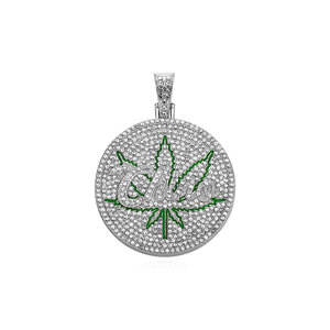Collier pendentif Hip Hop en alliage doré avec micro-pavé CZ, feuille d'érable ronde et tête <span class=keywords><strong>de</strong></span> tigre, chaîne requin, bijoux <span class=keywords><strong>de</strong></span> mode urbaine pour rappeurs - Product Image 6