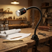 Lampe de travail LED super lumineuse à col de cygne pour machine-outil, base à pince en plastique, bras flexible, éclairage d'atelier et de table de travail 24V 220V