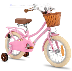 STITCH MANCHI 12-16 Zoll Kinderfahrrad mit Stahlrahmen, Korb, Federgabel und Stützrädern für 2-9 Jährige (Grün & Rosa) - Product Image 1