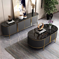 Meubles de maison modernes de luxe, meubles de salon et de salle à manger, armoires en bois MDF avec dessus en pierre, buffet, console, table de rangement 2