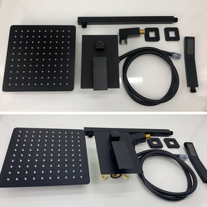 Black Wall Mounted Rainfall Concealed <strong>Shower</strong> <strong>System</strong> 10 Inch Brass Bathroom Rain Mixer Hand <strong>Showers</strong> Combo Set - Product Image 5