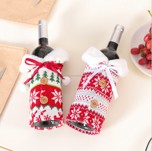 2021 cubierta de la botella de vino de Navidad ornamento alce nieve bola de la piel botella de cerveza decoración de la Mesa - Product Image 2