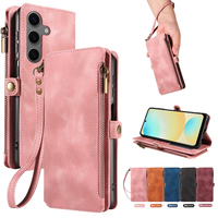 Dompet Kulit PU untuk Samsung S24 FE, 9 Slot Kartu + Kantong Koin Ber-resleting, Penyangga, Pemblokir RFID, 360 °   Perlindungan