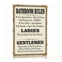 Panneau d'avertissement drôle sur les règles des toilettes, panneau en métal rétro, décoration amusante pour salle de bain, bar, café, pub, maison, 8x12 pouces