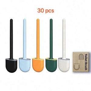 Mini brosse de toilette en plastique, brosse de nettoyage sans angle mort, poignée en acier amovible, écologique, peu encombrante, à fixer au mur - Product Image 2