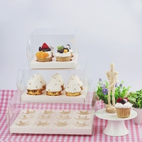 Cupcake Muffin Case 6 8 12 Trou Transparent Clair Gâteau Dessert Boîte Clair Pet Cupcake Boîte Plié Gâteau Emballage Boîte