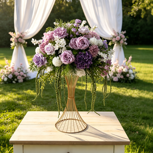 <span class=keywords><strong>Boule</strong></span> de fleurs artificielles lilas, violettes et blanches avec verdure tombante pour la Saint-Valentin, les mariages, les anniversaires et la décoration de centre de table - Product Image 1
