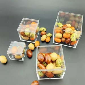 JM, пластиковая маленькая коробка для конфет пищевого класса, прозрачная акриловая коробка, Свадебная коробка для сахара, 2x2x2 дюйма