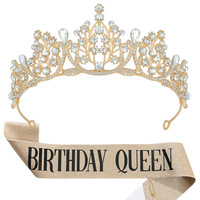 HLC vente en gros grand concours anniversaire fille imprimé ceinture perle CZ strass diadème mariée coiffure papillon diamant couronne bandeau
