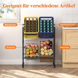 <strong>Drinks</strong> <strong>Crate</strong> Rack with Wheels for 4 <strong>Crates</strong>, Metal <strong>Drinks</strong> Shelf, Load Capacity 150 Kg/Layer, - Product Image 6