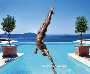 Sculpture extérieure nue en métal Statue en bronze grandeur nature pour piscine - Product Image 2