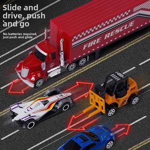 Modelo de coche deslizante de aleación genuina, vehículo de ingeniería de plástico, camión de bomberos de carreras, coche de juguete para niños, regalo de Año Nuevo dentro de una caja de regalo - Product Image 5