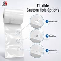 Sacs recyclables pré-ouverts transparents blanc laiteux sur rouleau pour accessoires d'écouteurs, système d'emballage automatisé à chargement rapide