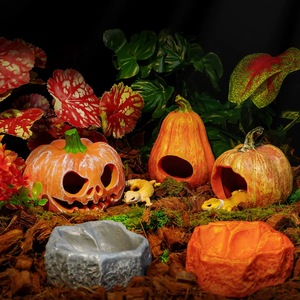 Décoration de terrarium pour reptiles : Ensemble de grottes cachettes en PVC incassable, maison de retraite sécurisée pour animaux, gamelle d'eau, plantes artificielles pour lézards, geckos, serpents - Product Image 2