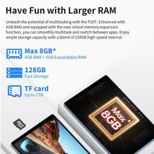 Estreno mundial Teclast P26T Android 13 Tablet 10,1 pulgadas IPS 4GB RAM 128GB ROM A523 8-Core Dual-Band Wi-Fi Type-C Widevine L1 - Product Image 4