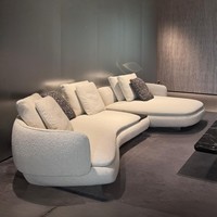 Nouveau Canapé d'Angle Arc Haut de Gamme Vivienne 2026 en Velours, Forme Personnalisée, Style Crème Moyen, Design Combiné en Mousse