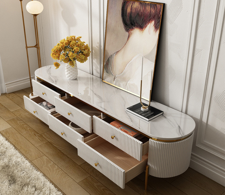 Metal Frame TV Table Cabinet 1200*700*400mm Tempered Glass TV Unit