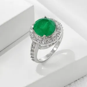 foxi Fashion Hot Selling trendy ring gold wholesale latest 18k gold plated round fusion round cut green ring for women